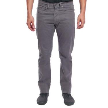 Imagem de Calça de Sarja R7Jeans Masculina Modelo Tradicional, Cinza, 40