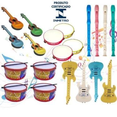 Imagem de Kit 20 Instrumentos Musicais Infantil Violão Tambor Flauta Guitarra Pa