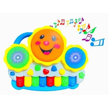 Imagem de Brinquedo Para Bebê Educativo Teclado Tambor Com Musica E Luz Pianinho