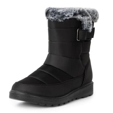 Imagem de Alpine Swiss Lexie Botas de neve femininas | Forro de pele sintética impermeável | Botas quentes e aconchegantes de inverno | Sola antiderrapante | Sapatos elegantes para uso ao ar livre, Preto, 37