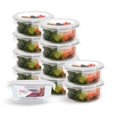 Imagem de Kit 11 Potes Hermético Vidro Redondo Médio Salada Fit 620ml - NABOX, B