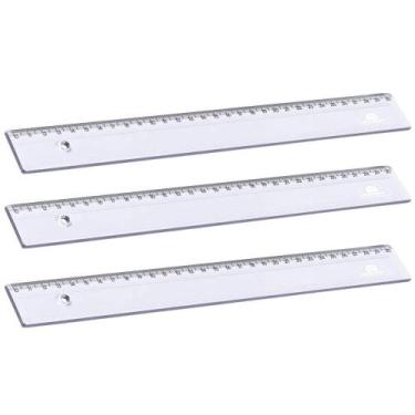 Imagem de Kit 03 Réguas 30cm Poliestireno Transparente Cristal - Acrimet
