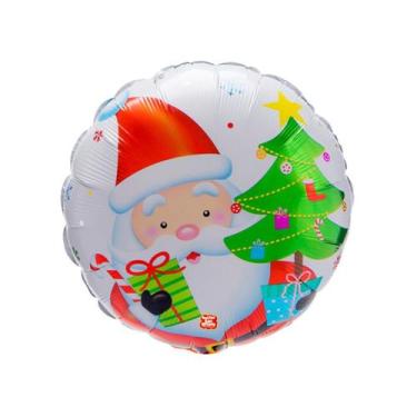 Imagem de Balão de Festa Metalizado 18" 45cm - Redondo Papai Noel - 1 unidade - 