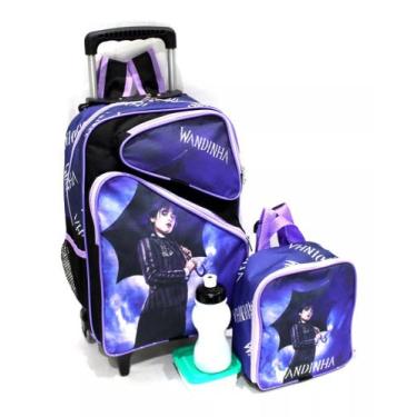 Imagem de Mochila Infantil Wandinha Addams G Menina Rodinha+ Lancheira - Kids Ba