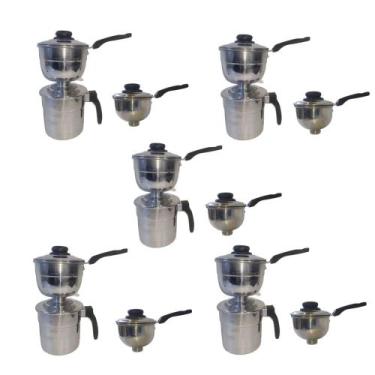 Imagem de Cuscuzeiro alumínio polido nordestino resistente 5 unidades - Colombo