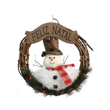 Imagem de Guirlanda Natalina com Boneco de Neve Floc com Cartola 35 cm - Magizi