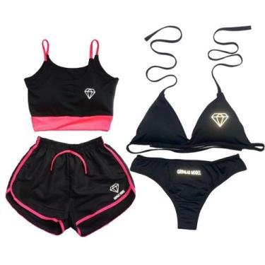 Imagem de Conjunto Duo com Bojo + Biquíni estampas refletivas - Gringas Model, P