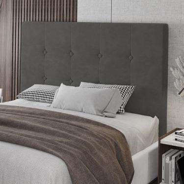 Imagem de Cabeceira Solteiro Lua 90cm Veludo Cinza Patoti Móveis - Italian Flex