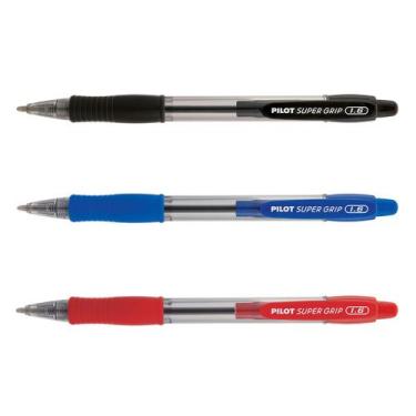 Imagem de Kit 03 Caneta Esferográfica PILOT Super Grip 1.6 mm Ponta Grossa, Pret