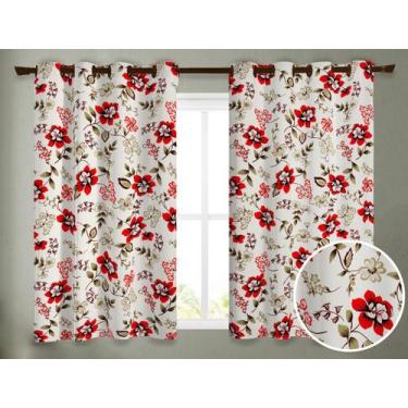 Imagem de Cortina Rústica 2,80M x 2,80M Floral Papoula Quarto ou Sala - ibitinga