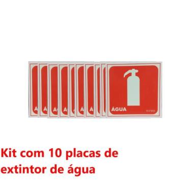 Imagem de Kit com 10 placas de sinalização de extintor de água - Sinalplast  