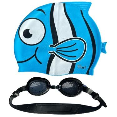 Imagem de Kit Touca Infantil Personagens + Óculos UV Para Natação Toca Piscina -