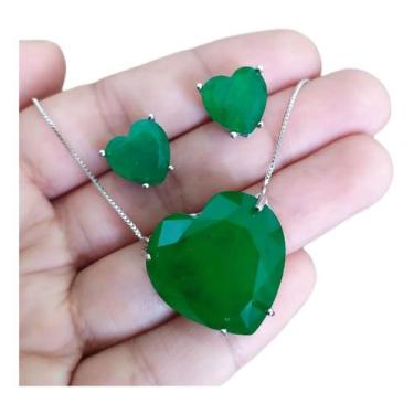 Imagem de Conjunto Colar E Brinco Coração Pedra Zirconia Fusion Ice - DeCastro j