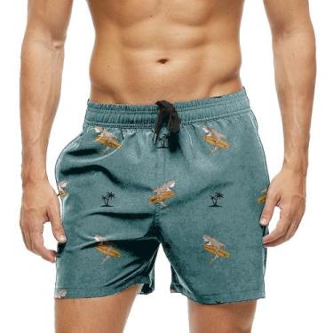 Imagem de Short Praia Shorts Banho Bermuda Verão Tubarão Surfista 1297 - SMOKE, 