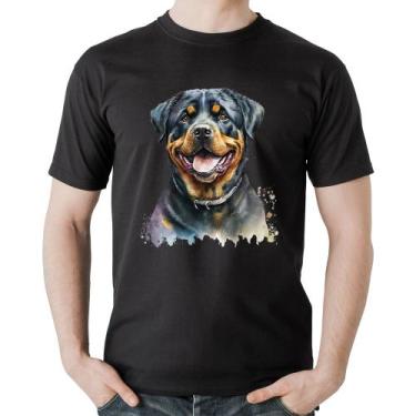 Imagem de Camiseta Algodão Cachorro Rottweiler - Foca na Moda, Preto, GG