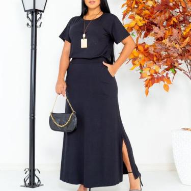 Imagem de Conjunto Blusa e Saia Fenda Lateral Pantacourt: Conforto e Estilo para