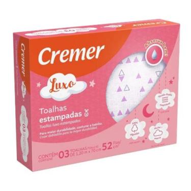 Imagem de Kit 3 Toalha Fralda Luxo Estampa Menina 70x120cm - Cremer - Dugu