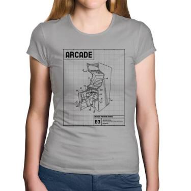 Imagem de Baby Look Algodão Arcade Fliperama Projeto - Foca na Moda, Cinza, GGG