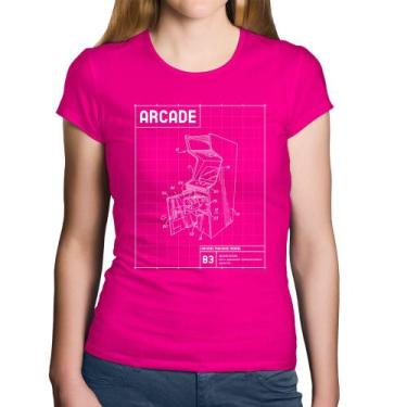 Imagem de Baby Look Algodão Arcade Fliperama Projeto - Foca na Moda, Rosa, P