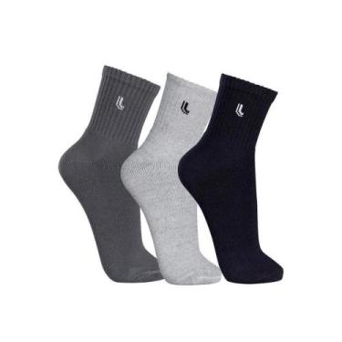 Imagem de Kit 03 Pares Meia Cano Médio Masculino Lupo Sport 3245 Macia, Cinza, P