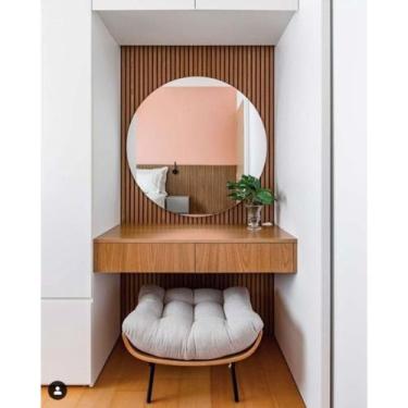 Imagem de Espelho Decorativo  Multiuso Redondo Com Fita Dupla Face Para Quarto S