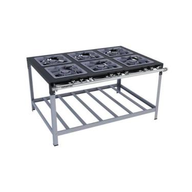 Imagem de Fogão Industrial 6 Bocas Duplas 40X40 P9 Luxo Metalmaq, Gás Natural