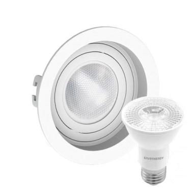 Imagem de Kit 4 Spot Embutir Redondo Recuado Par20 Branco + Lâmpada Led 4,8w 400