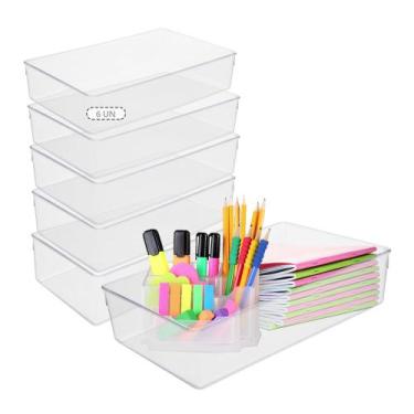 Imagem de Kit 6 Organizador Geladeira/armário/cozinha Acrílico 15x30x8 - Plastut