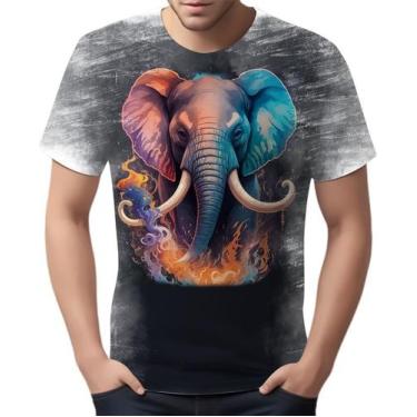 Imagem de Camiseta Camisa Estampada Elefante Fogo Ilustração Moda 4 - Enjoy Shop