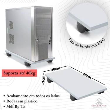 Imagem de Base Suporte Gabinete Cpu Computador Branco Com Rodas Mdf - Decorar e 