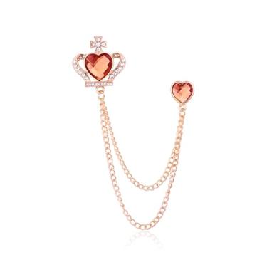 Imagem de Broche de lapela de estrela de cristal dourado/prata para homens strass com corrente suspensa broche para homens terno moda smoking gravata chapéu cachecol alfinetes para homens mulheres presentes,