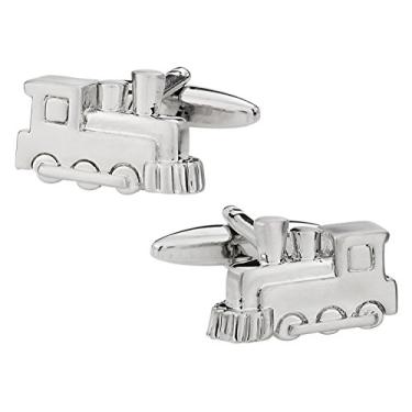 Imagem de Abotoaduras de trem a vapor com caixa de apresentação Cuff-Daddy Simple Railroad