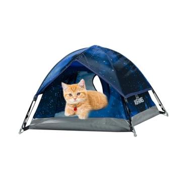 Imagem de ASFANES barraca de acampamento para animais de estimação à prova d'água ao ar livre, cama caverna para gatos internos e cães pequenos, casinha de cachorro portátil para gatos, 21,6 x 21,6 x