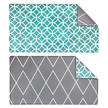 Imagem de (80cm x 44cm , Geometric) - OPUX Anti Fatigue Comfort Floor Mat Standing Mat for Kitchen Home Office Desk Reversible Decorative Ergonomically Engineered Rug Non-Slip Waterproof Thick Easy to Clean Geometric, 80cm x 44cm
