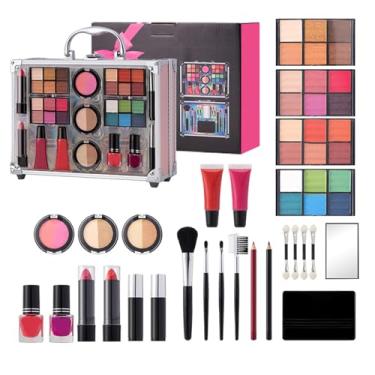 Imagem de Conjuntos de maquiagem para mulheres,Conjunto de maquiagem feminina, Kit de maquiagem à prova d'água de longa duração Conjunto de maquiagem fosca, Os cuidados de beleza incluem rímel, batom, paleta de