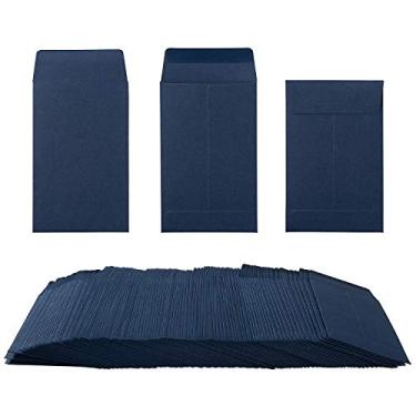Imagem de Pacote com 200 envelopes de moedas pequenas Kraft Envelopes de semente mini peças pequenos itens selos pacotes de armazenamento envelopes autoadesivos para presente de jardim, escritório ou casamento, (5,8 x 8,5 cm, azul marinho)