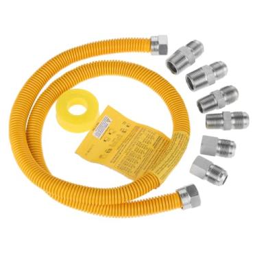Imagem de Kit de Conector de Linha de Gás Inoxidável Flexível de 48 Polegadas para Secadora, Aquecedor de Água - 5/8" OD (1/2") 1/2" FIP X 1/2" MIP X 3/4" MIP, Amarelo Revestido - Lemfema