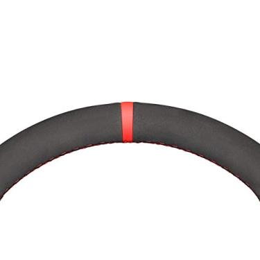 Imagem de MEWANT Capa de volante costurada para Saturn Astra 2008-2010/Feita de camurça preta/acessórios para volantes para Saturn Astra