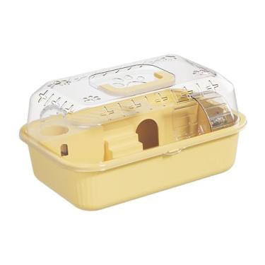 Imagem de Generic Gaiola de hamster portátil, estojo de transporte, gaiola transparente, casa de hamster para, planador de açúcar, cobaias, ouriço, Amarelo