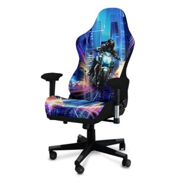 Imagem de QYZDLM Capas para cadeira de jogos, impressão 3D, elástica, macia, antiderrapante, fácil de instalar, capa para cadeira gamer com capa para apoio de braço (sem cadeira) (F)