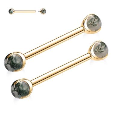 Imagem de GAGABODY Par de anéis de mamilo com escudo de titânio sólido 14G 16G G23 barra de mamilo rosqueada internamente joia de língua piercing de ponte 12 mm-18 mm, Sem Pedra Preciosa