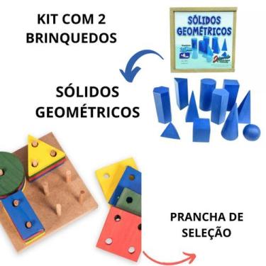 Imagem de Kit Pedagógico Sólidos Geométricos e Prancha de Seleção - Zaramela