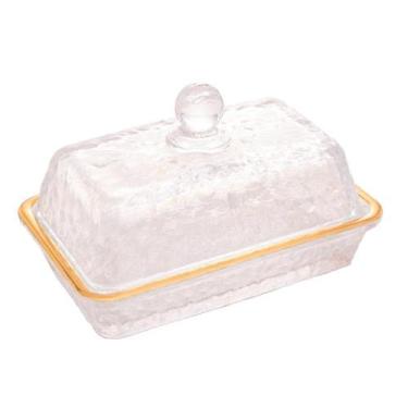 Imagem de Manteigueira De Cristal Martelado Dourada 17CmX10,5CmX10Cm - LYOR