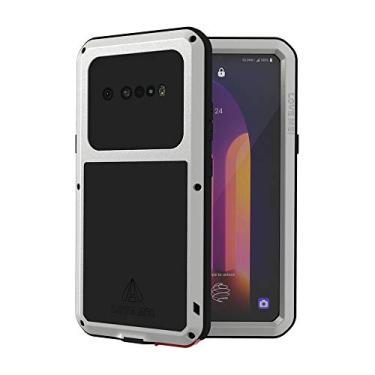 Imagem de LOVE MEI Capa de celular série poderosa para LG V60 ThinQ, capa traseira resistente à prova de choque com protetor de tela de vidro temperado (prata)