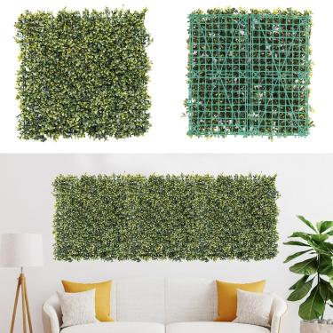 Imagem de COARBOR Painel Pittoso Artificial Buxo Amarelo Cerca de Hera Sintética Privacidade Topiary Planta Cerca Privacidade Tela para Varanda Pátio Lateral Externo/Interior 50,8 cm x 50,8 cm 6 Pacotes