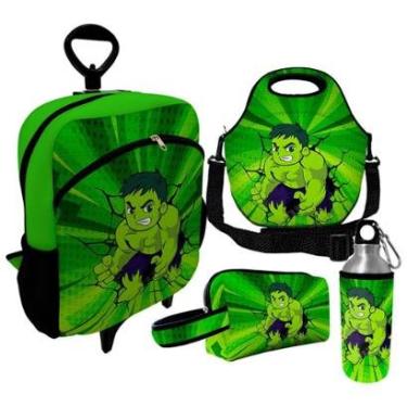 Imagem de Kit Escolar Infantil Mochila de Rodinha + Lancheira Térmica + Necessaire Plus + Squeeze de Alumíni-Unissex