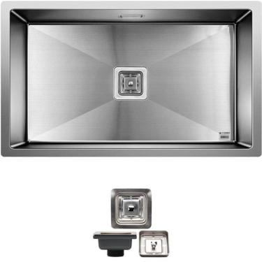 Imagem de Cuba Quadrada Inox 304 Gourmet 75X45 Com Válvula -Ec050