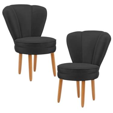 Imagem de Conjunto 2 Poltronas para Cozinha Cofortável Pés de Madeira MOBLAN decor (PRETO)