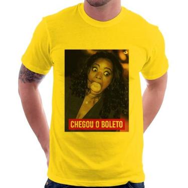 Imagem de Camiseta Chegou o boleto - Foca na Moda, Amarelo, GG