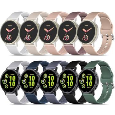 Imagem de Pulseira de silicone esportiva de 20 mm compatível com Garmin Vivoactive 6/Vivoactive 5/3/3 Music/Forerunner 570 42 mm/165/55/645/245, pacote com 10 pulseiras macias para Garmin Venu/Venu Sq/Venu Sq 2